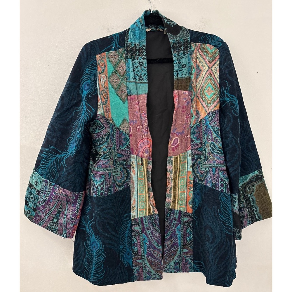 Soft Surroundings Peacock Patchwork Jacquard Jack… - image 1